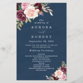Navy Blue Burgundy Gold Blush Wedding Programs (Voorkant)