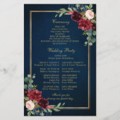 Navy Blue Burgundy Gold Geometric Wedding Programm (Achterkant)