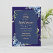 Navy Blue Burgundy Gold Pink Bridal Shower Kaart (Staand voorkant)