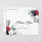 Navy Blue Burgundy Gothic Floral Weddenschap Briefkaart (Voorkant / Achterkant)