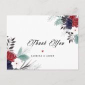 Navy Blue Burgundy Gothic Floral Weddenschap Briefkaart (Voorkant)