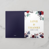 Navy Blue Burgundy Gothic Floral Weddenschap Folie Wenskaart (Buiten Laag)