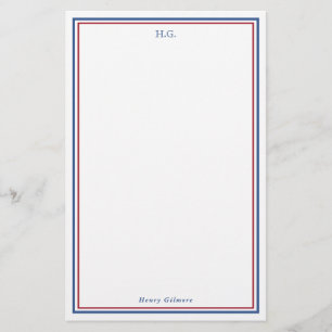 Navy Blue Burgundy Monogrammed Briefpapier