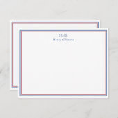 Navy Blue Burgundy Monogrammed Notitiekaartje (Voorkant / Achterkant)