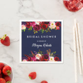 Navy Blue Burgundy Red Boho Floral Vrijgezellenfee Servetten (Insitu)