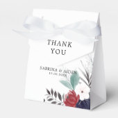 Navy Blue Burgundy Red Gothic Floral Wedding Bedankdoosjes (Voorkant Zijde)