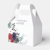 Navy Blue Burgundy Red Gothic Floral Wedding Bedankdoosjes (Achterkant)