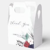 Navy Blue Burgundy Red Gothic Floral Wedding Bedankdoosjes (Geopend)