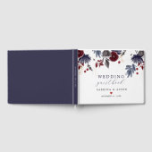 Navy Blue Burgundy Red Gothic Floral Wedding Gastenboek (Volledig)