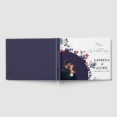 Navy Blue Burgundy Red Gothic Floral Wedding Gastenboek (Volledig)