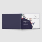 Navy Blue Burgundy Red Gothic Floral Wedding Gastenboek (Volledig)