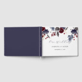 Navy Blue Burgundy Red Gothic Floral Wedding Gastenboek (Volledig)