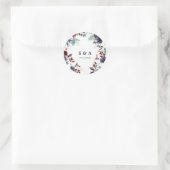 Navy Blue Burgundy Red Gothic Floral Wedding Ronde Sticker (Tas)