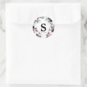 Navy Blue Burgundy Red Gothic Floral Wedding Ronde Sticker (Tas)