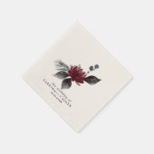 Navy Blue Burgundy Red Gothic Floral Wedding Servet (Hoek)