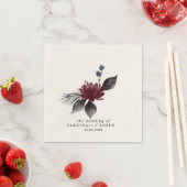 Navy Blue Burgundy Red Gothic Floral Wedding Servet (Insitu)