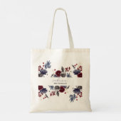Navy Blue Burgundy Red Gothic Floral Wedding Tote Bag (Achterkant)