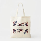 Navy Blue Burgundy Red Gothic Floral Wedding Tote Bag (Voorkant)