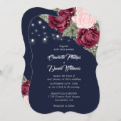 Navy Blue Burgundy Roos Baby's weddenschap Kaart (Voorkant / Achterkant)