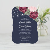 Navy Blue Burgundy Roos Baby's weddenschap Kaart (Staand voorkant)