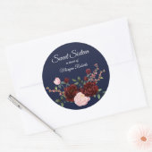 Navy Blue burgundy roze roze roos Sweet SIxteen Ronde Sticker (Envelop)
