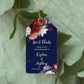 Navy blue burgundy rozen bruiloft bedankt cadeaulabel