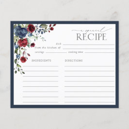 Navy Blue Burgundy Vrijgezellenfeest Recipcard