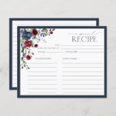 Navy Blue Burgundy Vrijgezellenfeest Recipcard (Voorkant / Achterkant)