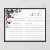 Navy Blue Burgundy Vrijgezellenfeest Recipcard (Voorkant)