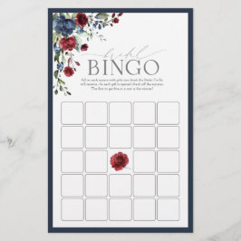 Navy Blue Burgundy Waterverf Bridal Bingo Game