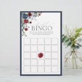 Navy Blue Burgundy Waterverf Bridal Bingo Game (Staand voorkant)