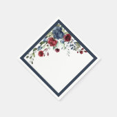 Navy Blue Burgundy Waterverf Floral Vrijgezellenfe Servet (Hoek)