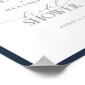 Navy Blue Burgundy Waterverf Shower Welkom Poster (Hoek)