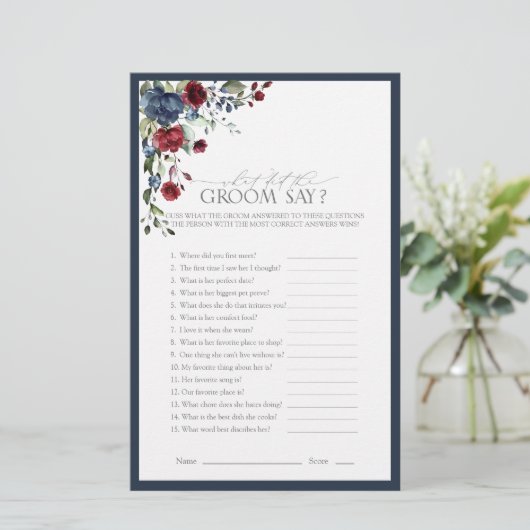 Navy Blue Burgundy Waterverf Vrijgezellenfeest (Staand voorkant)