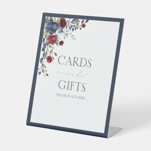 Navy Blue Burgundy Waterverf Vrijgezellenfeest Gif Reclamebord Met Voetstuk (Voorkant)