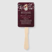Navy Blue Burgundy Wedding Program Hand Fan Handwaaier (Voorkant)
