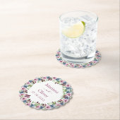 Navy Blue Burgundy Wine Waterverf Floral Wedding Kartonnen Onderzetters (Insitu)