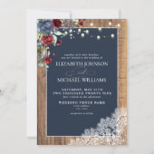 Navy Blue Burgundy Wood Script Bodemwedstrijd uitn Kaart (Voorkant)