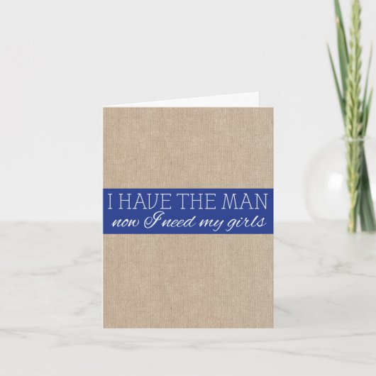 Navy Blue Burlap Bridesmaid Request Kaart (Voorkant)