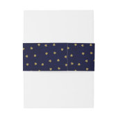 Navy Blue Burlap Cute Gold Heart Rustic Farmhouse Uitnodigingen Wikkel (Achterkant Voorbeeld)