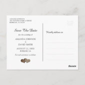 Navy Blue Burlap Lace Wedding Save The Date Briefkaart (Achterkant)