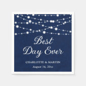 Navy Blue Burlap String Lights Rustieke bruiloft Servet (Voorkant)