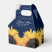 Navy Blue Burlap Sunflower Weddenschap Bedankdoosjes (Achterkant)
