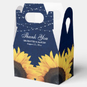 Navy Blue Burlap Sunflower Weddenschap Bedankdoosjes (Geopend)