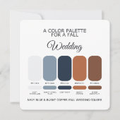 Navy Blue Burnt Copper Fall Wedding Palette Card Kaart (Voorkant)