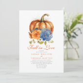 Navy Blue Burnt Oranje Bloemen Herfst Verliefd Kaart (Staand voorkant)