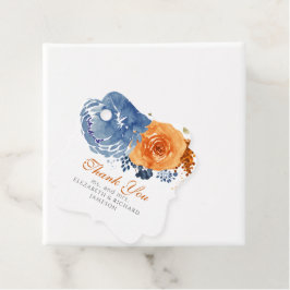 Navy Blue Burnt Sinaasappel Floral Wedding Bedankt Bedankjes Labels