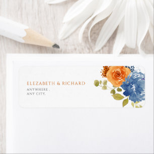 Navy Blue Burnt Sinaasappel herfst floral Label