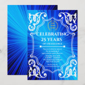 Navy Blue Business Achievement Uitnodiging (Voorkant / Achterkant)