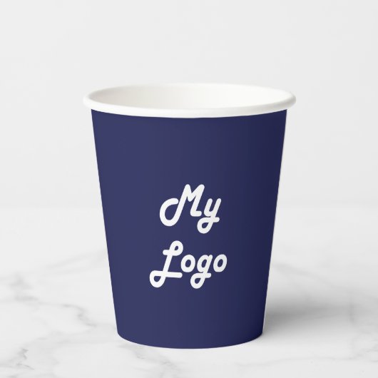 Navy blue business corporate logo papieren bekers (Achterkant)